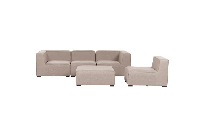 Soffa med fotpall Arezzo Beige/svart - Beige/svart - Utemöbler - Loungemöbler - Loungesoffa