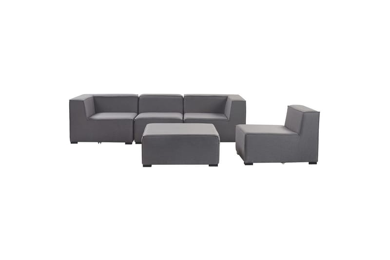 Soffa med fotpall Arezzo Grå/svart - Grå/svart - Utemöbler - Loungemöbler - Loungesoffa