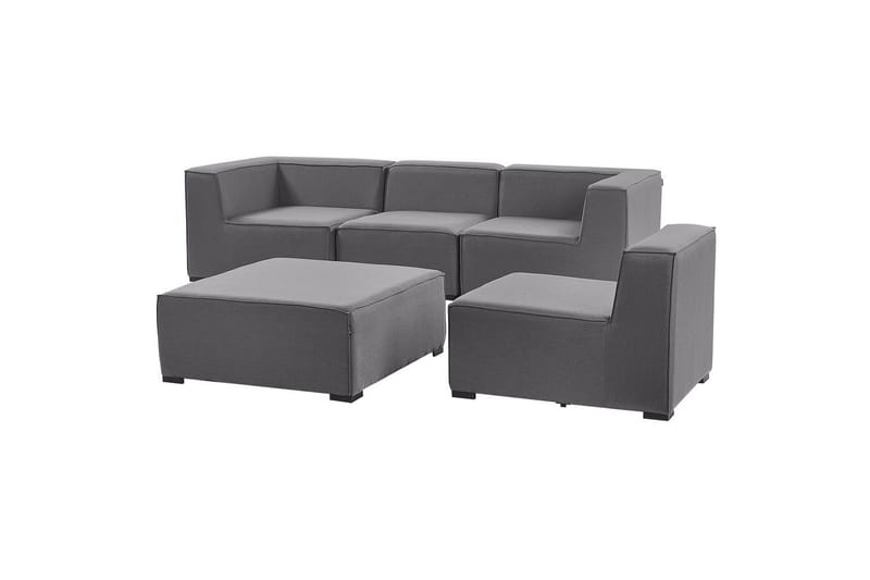 Soffa med fotpall Arezzo Grå/svart - Grå/svart - Utemöbler - Loungemöbler - Loungesoffa