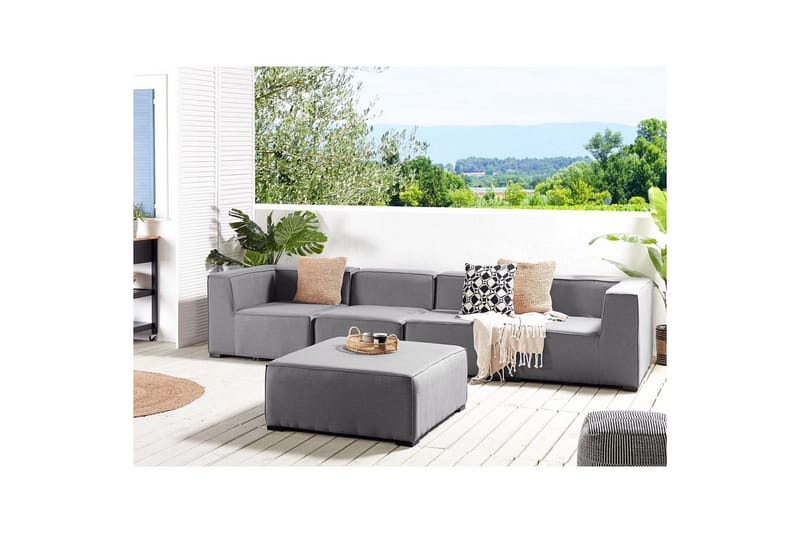 Soffa med fotpall Arezzo Grå/svart - Grå/svart - Utemöbler - Loungemöbler - Loungesoffa