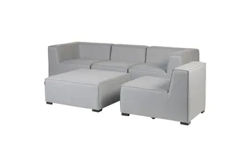 Soffa med fotpall Arezzo Ljusgrå/svart - Ljusgrå/svart - Utemöbler - Loungemöbler - Soffgrupp utomhus