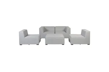 Soffa med fotpall Arezzo Ljusgrå/svart - Ljusgrå/svart - Utemöbler - Loungemöbler - Soffgrupp utomhus