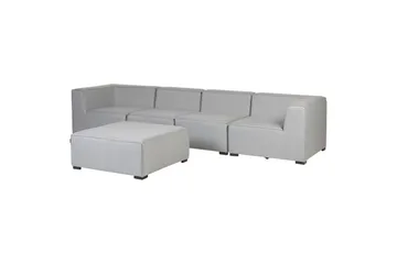 Soffa med fotpall Arezzo Ljusgrå/svart - Ljusgrå/svart - Utemöbler - Loungemöbler - Soffgrupp utomhus