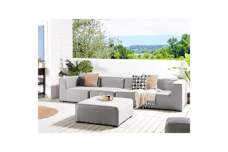 Soffa med fotpall Arezzo Ljusgrå/svart - Ljusgrå/svart - Utemöbler - Loungemöbler - Loungesoffa