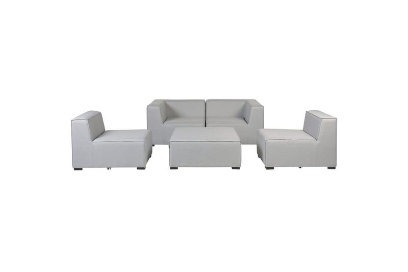 Soffa med fotpall Arezzo Ljusgrå/svart - Ljusgrå/svart - Utemöbler - Loungemöbler - Loungesoffa