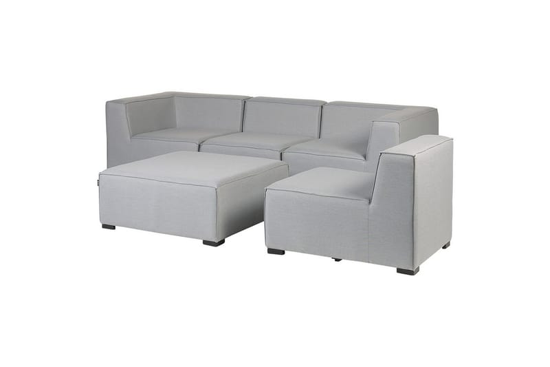 Soffa med fotpall Arezzo Ljusgrå/svart - Ljusgrå/svart - Utemöbler - Loungemöbler - Loungesoffa