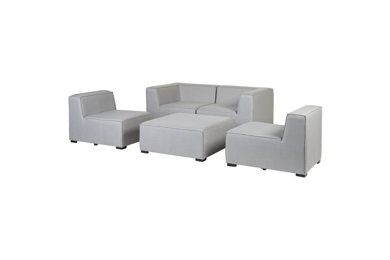 Soffa med fotpall Arezzo Ljusgrå/svart - Ljusgrå/svart - Utemöbler - Loungemöbler - Loungesoffa