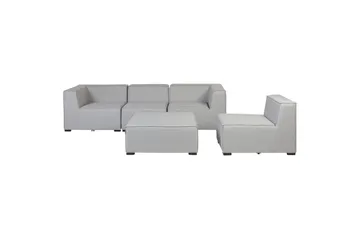 Soffa med fotpall Arezzo Ljusgrå/svart - Ljusgrå/svart - Utemöbler - Loungemöbler - Soffgrupp utomhus