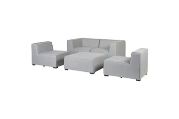 Soffa med fotpall Arezzo Ljusgrå/svart - Ljusgrå/svart - Utemöbler - Loungemöbler - Soffgrupp utomhus