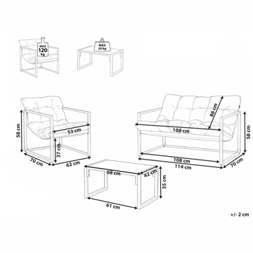 Soffgrupp utomhus med Bord 4-Sits Garda - Blå/Vit - Utemöbler - Loungemöbler - Soffgrupp utomhus