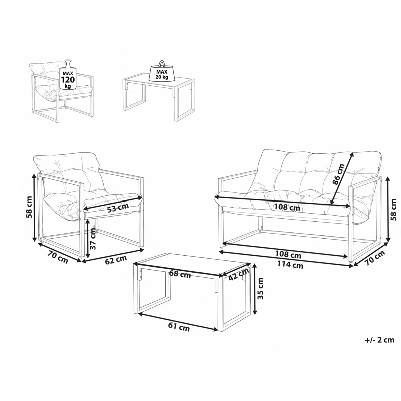 Soffgrupp utomhus med Bord 4-Sits Garda - Blå/Vit - Utemöbler - Loungemöbler - Soffgrupp utomhus
