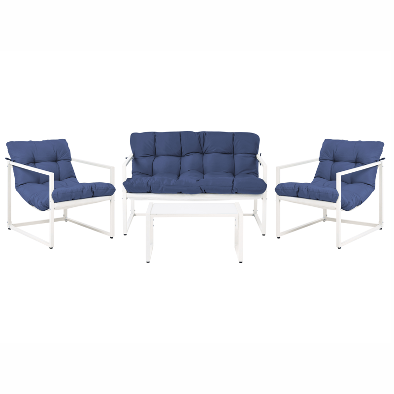 Soffgrupp utomhus med Bord 4-Sits Garda - Blå/Vit - Utemöbler - Loungemöbler - Soffgrupp utomhus