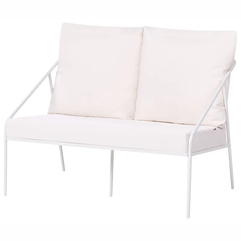 Soffgrupp utomhus med Bord 4-Sits Ustica - Vit/Svart - Utemöbler - Loungemöbler - Soffgrupp utomhus