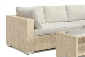 Bahamas L-formad utesoffa höger, 6-sits med bord och hylla - Beige - Utemöbler - Loungemöbler - Soffgrupp utomhus