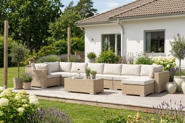 Bahamas U-formad utomhus loungegrupp 8-sits med vändbar divan och bord - Beige - Utemöbler - Loungemöbler - Soffgrupp utomhus