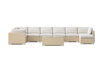 Bahamas U-formad utomhus loungegrupp 8-sits med vändbar divan och bord - Beige - Utemöbler - Loungemöbler - Soffgrupp utomhus