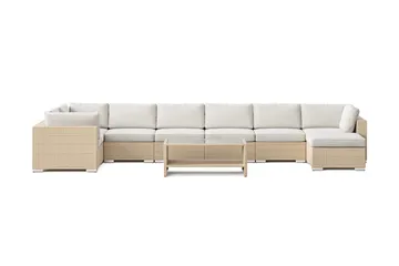 Bahamas U-formad utomhus loungegrupp 8-sits med vändbar divan och bord med hylla - Beige - Utemöbler - Loungemöbler - Soffgrupp utomhus