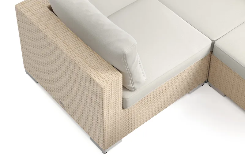 Bahamas U-formad utomhus loungegrupp 8-sits med vändbar divan och bord med hylla - Beige - Utemöbler - Loungemöbler - Soffgrupp utomhus