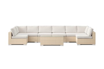 Bahamas U-formad utomhus loungegrupp med öppet avslut, 8-sits med bord - Beige - Utemöbler - Loungemöbler - Soffgrupp utomhus