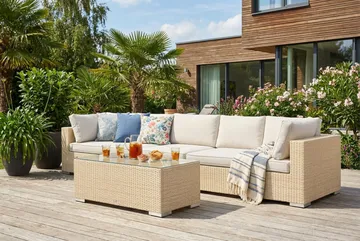 Bahamas utesoffa 5-sits med bord - Beige - Utemöbler - Loungemöbler - Soffgrupp utomhus