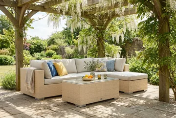 Bahamas utomhus divansoffa 5-sits med vändbar divan och bord - Beige - Utemöbler - Loungemöbler - Soffgrupp utomhus
