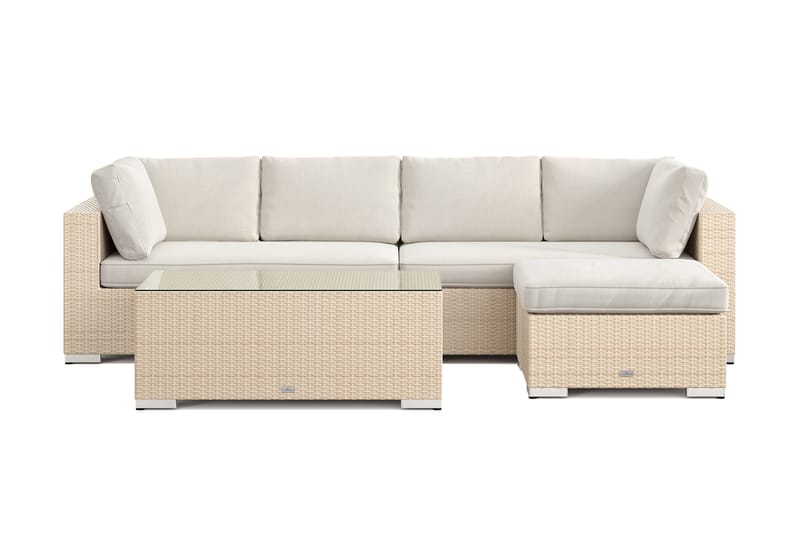Bahamas utomhus divansoffa 5-sits med vändbar divan och bord - Beige - Utemöbler - Loungemöbler - Soffgrupp utomhus