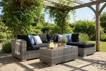 Bahamas utomhus divansoffa 5-sits med vändbar divan och bord - Grå - Utemöbler - Loungemöbler - Soffgrupp utomhus