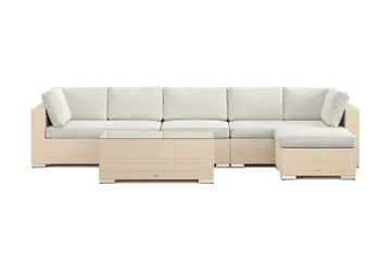 Bahamas utomhus divansoffa 6-sits med vändbar divan och bord - Beige - Utemöbler - Loungemöbler - Soffgrupp utomhus