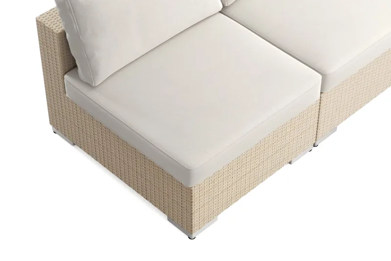 Bahamas utomhus hörnsoffa 5-sits vändbar med öppet avslut och bord med hylla - Beige - Utemöbler - Loungemöbler - Soffgrupp utomhus