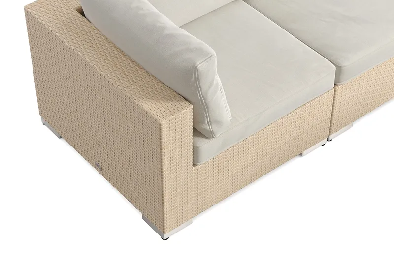 Bahamas utomhus hörnsoffa 5-sits vändbar och bord med hylla - Beige - Utemöbler - Loungemöbler - Soffgrupp utomhus