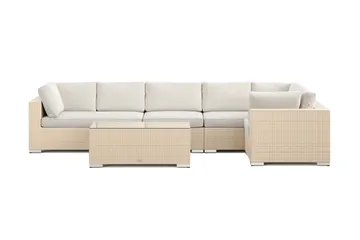 Bahamas utomhus hörnsoffa 6-sits vändbar med bord - Beige - Utemöbler - Loungemöbler - Soffgrupp utomhus