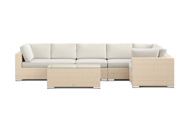 Bahamas utomhus hörnsoffa 6-sits vändbar med bord - Beige - Utemöbler - Loungemöbler - Soffgrupp utomhus