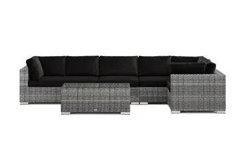 Bahamas utomhus hörnsoffa 6-sits vändbar med bord - Grå - Utemöbler - Loungemöbler - Soffgrupp utomhus
