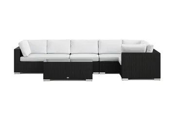 Bahamas utomhus hörnsoffa 6-sits vändbar med bord - Svart - Utemöbler - Loungemöbler - Soffgrupp utomhus