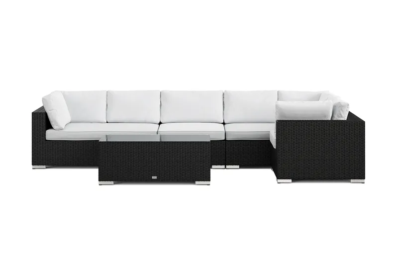 Bahamas utomhus hörnsoffa 6-sits vändbar med bord - Svart - Utemöbler - Loungemöbler - Soffgrupp utomhus