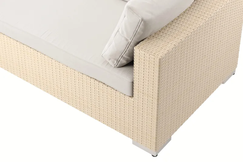 Bahamas utomhus L-soffa vänster 8-sits med fåtölj och bord - Beige - Utemöbler - Loungemöbler - Soffgrupp utomhus