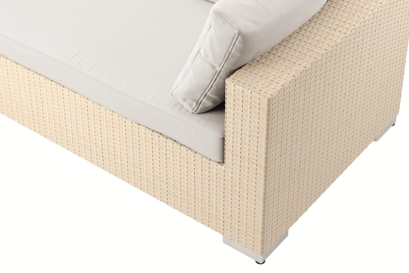 Bahamas utomhus L-soffa vänster 8-sits med fåtölj och bord med hylla - Beige - Utemöbler - Loungemöbler - Soffgrupp utomhus
