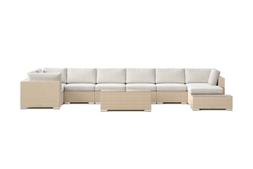 Bahamas utomhus U-soffa 8-sits vändbar divan med öppet avslut och bord - Beige - Utemöbler - Loungemöbler - Soffgrupp utomhus