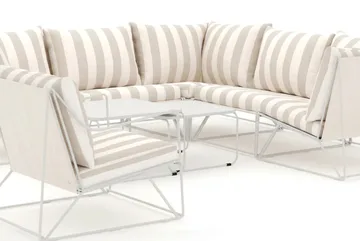 Usteryd utomhus hörnsoffa 6-sits vändbar med fåtölj - Beige/Striped - Utemöbler - Loungemöbler - Soffgrupp utomhus