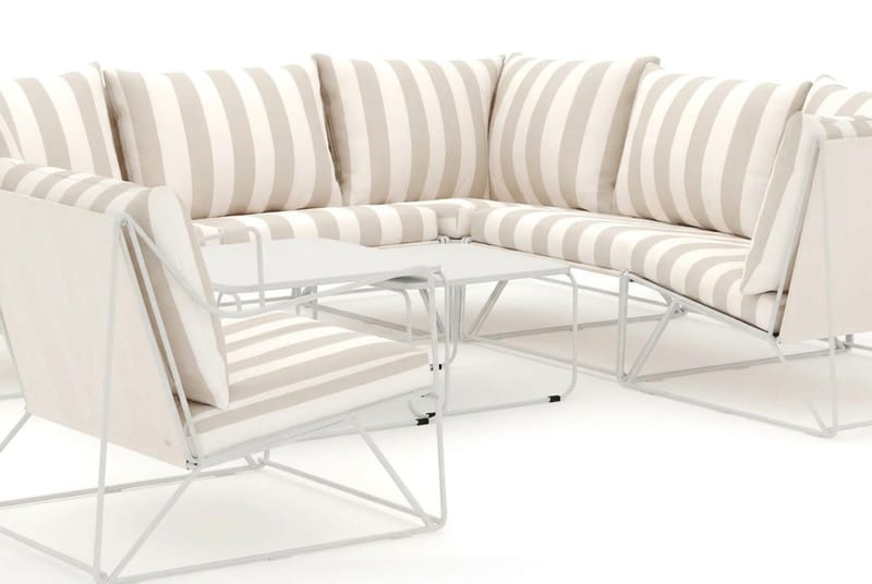 Usteryd utomhus hörnsoffa 6-sits vändbar med fåtölj - Beige/Striped - Utemöbler - Loungemöbler - Soffgrupp utomhus