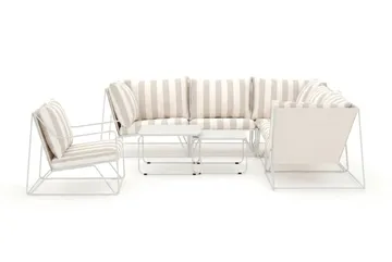 Usteryd utomhus hörnsoffa 6-sits vändbar med fåtölj - Beige/Striped - Utemöbler - Loungemöbler - Soffgrupp utomhus