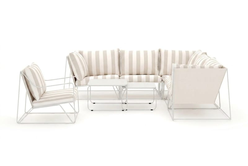 Usteryd utomhus hörnsoffa 6-sits vändbar med fåtölj - Beige/Striped - Utemöbler - Loungemöbler - Soffgrupp utomhus