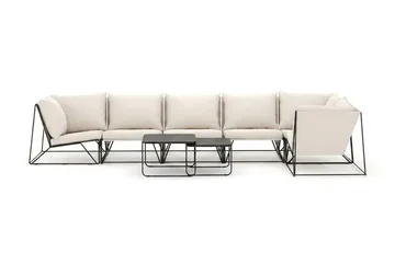 Usteryd utomhus hörnsoffa 6-sits vändbar - Svart/Beige - Utemöbler - Loungemöbler - Soffgrupp utomhus