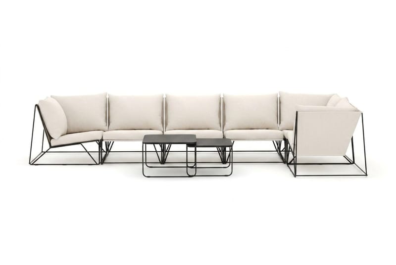 Usteryd utomhus hörnsoffa 6-sits vändbar - Svart/Beige - Utemöbler - Loungemöbler - Soffgrupp utomhus