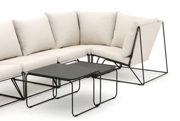 Usteryd utomhus hörnsoffa 6-sits vändbar - Svart/Beige - Utemöbler - Loungemöbler - Soffgrupp utomhus