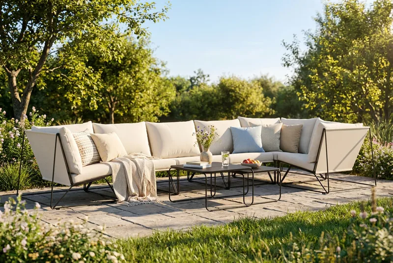 Usteryd utomhus hörnsoffa 6-sits vändbar - Svart/Beige - Utemöbler - Loungemöbler - Soffgrupp utomhus