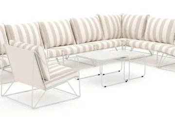 Usteryd utomhus L-soffa 8-sits vändbar med fåtölj - Beige/Striped - Utemöbler - Loungemöbler - Soffgrupp utomhus