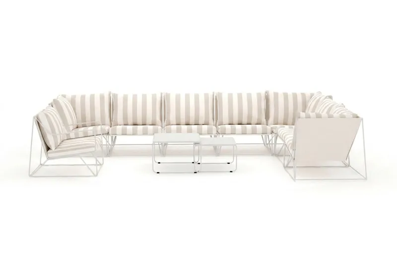 Usteryd utomhus L-soffa 8-sits vändbar med fåtölj - Beige/Striped - Utemöbler - Loungemöbler - Soffgrupp utomhus