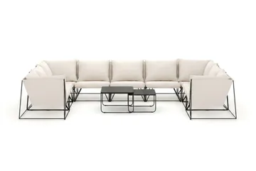 Usteryd utomhus U-soffa 9-sits med stängt avslut - Svart/Beige - Utemöbler - Loungemöbler - Soffgrupp utomhus