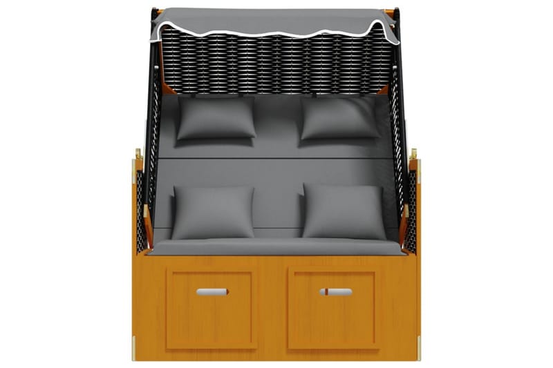 Strandkorg med dyna konstrottning massivt trä svart & antrac - Trä/antracit - Utemöbler - Loungemöbler - Solbädd